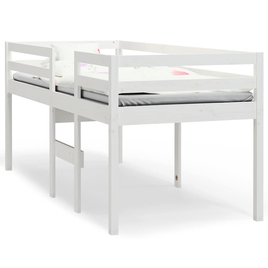 Hochbett Weiß 90x200 cm Massivholz Kiefer