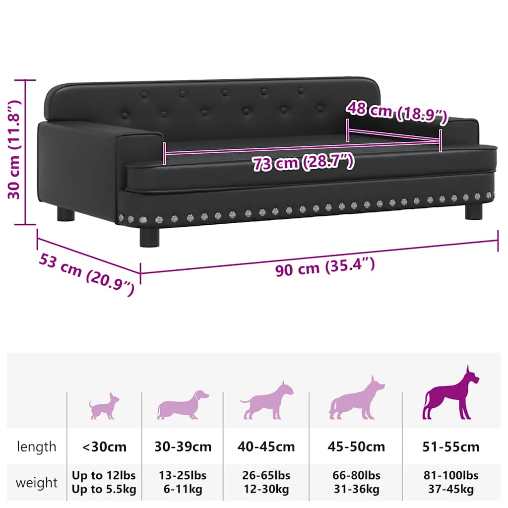 Hundebett Schwarz 90x53x30 cm Kunstleder