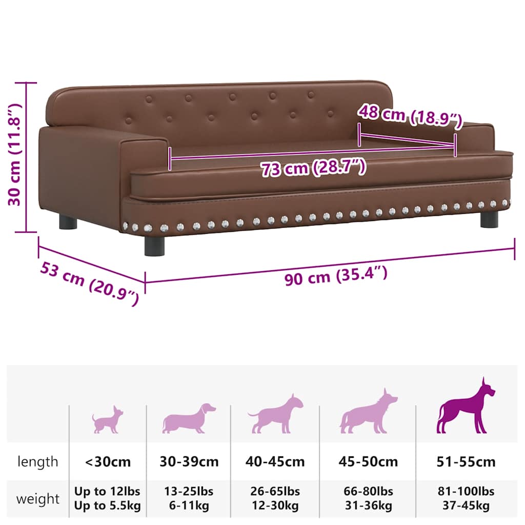 Hundebett Braun 90x53x30 cm Kunstleder