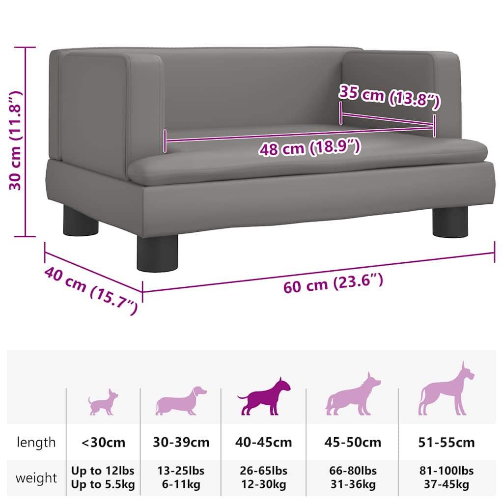 Hundebett Grau 60x40x30 cm Kunstleder