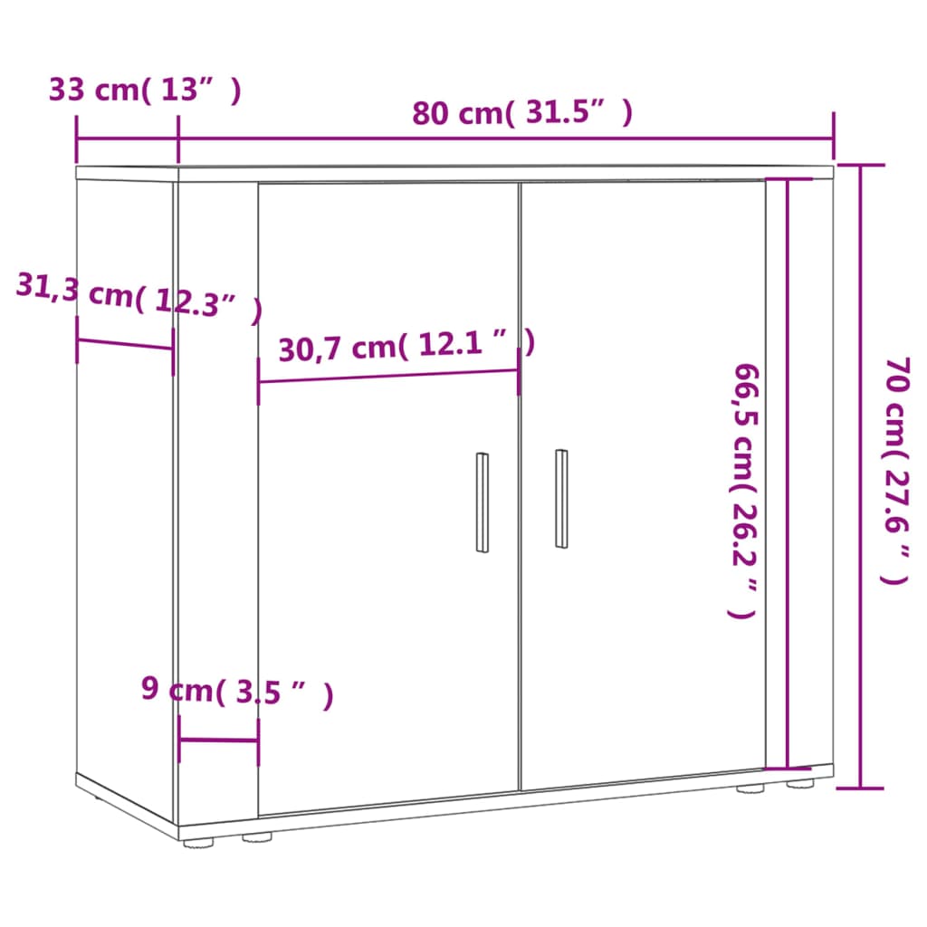 Sideboard Grau Sonoma 80x33x70 cm Holzwerkstoff