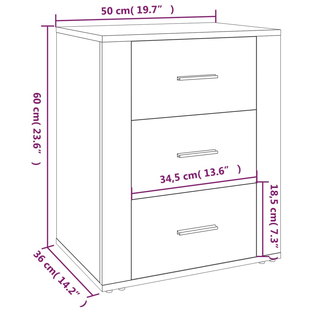 Nachttisch Betongrau 50x36x60 cm Holzwerkstoff