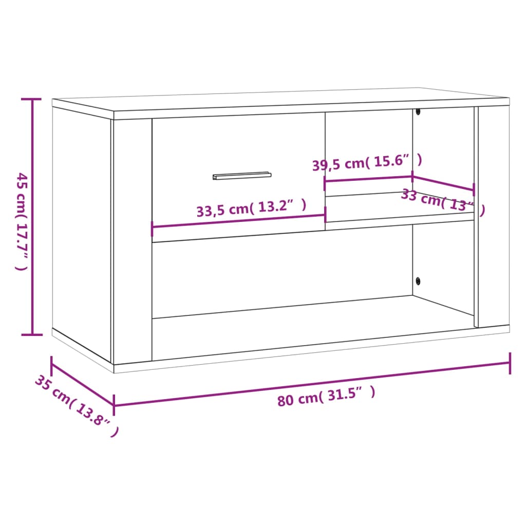 Schuhschrank Sonoma-Eiche 80x35x45 cm Holzwerkstoff