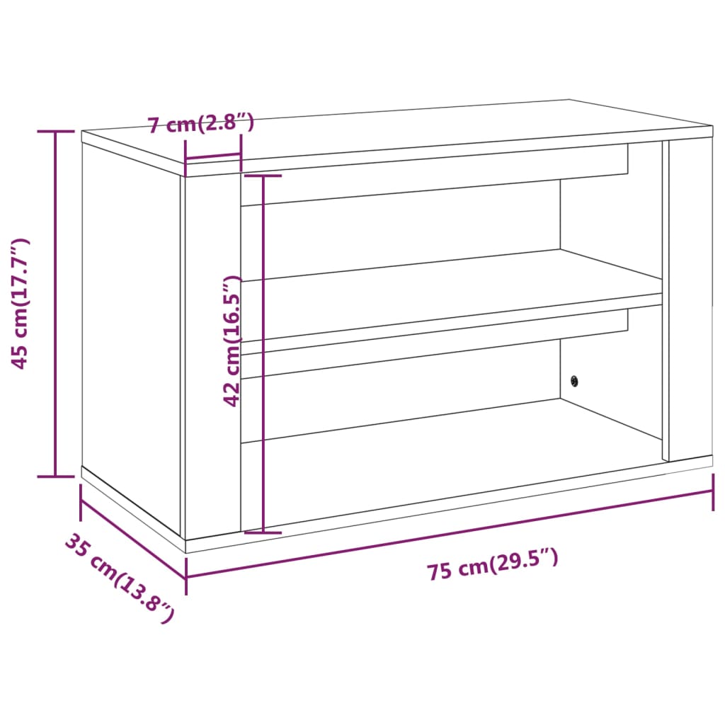Schuhregal Sonoma-Eiche 75x35x45 cm Holzwerkstoff