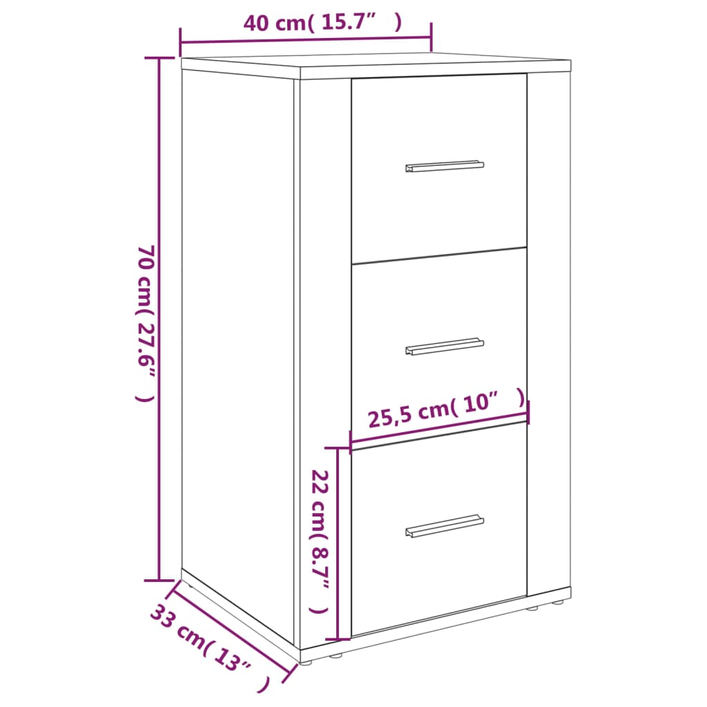 Sideboard Hochglanz-Weiß 40x33x70 cm Holzwerkstoff