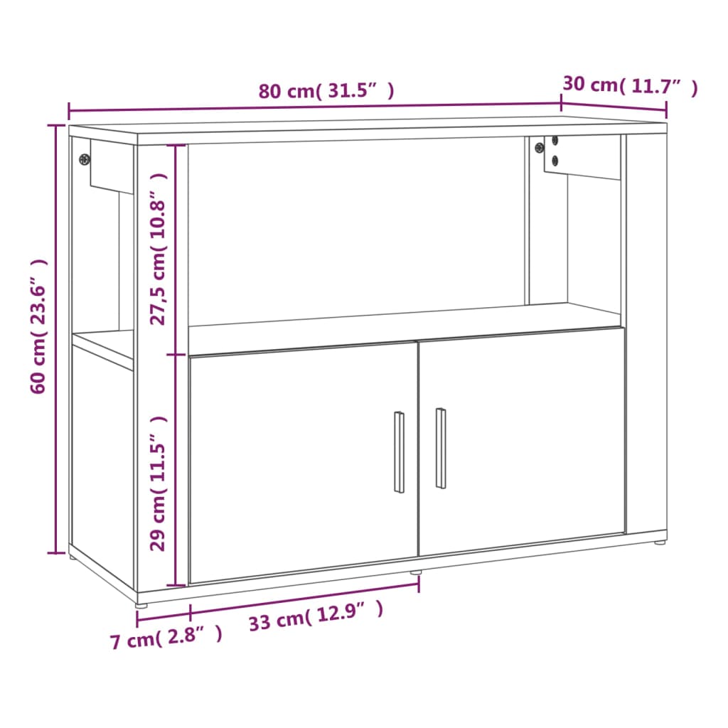 Sideboard Betongrau 80x30x60 cm Holzwerkstoff