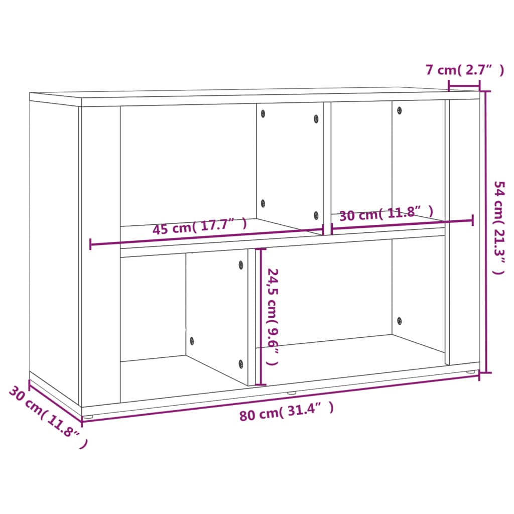 Sideboard Hochglanz-Weiß 80x30x54 cm Holzwerkstoff