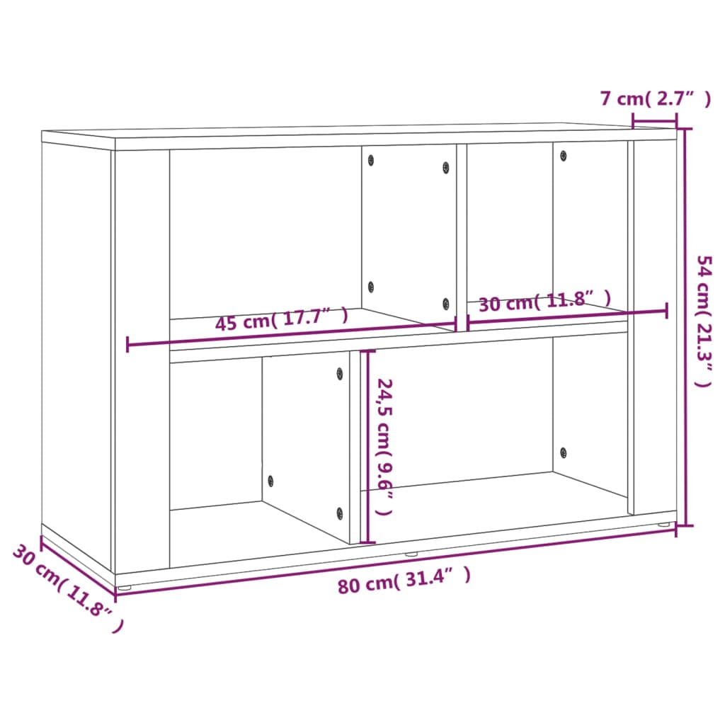 Sideboard Räuchereiche 80x30x54 cm Holzwerkstoff