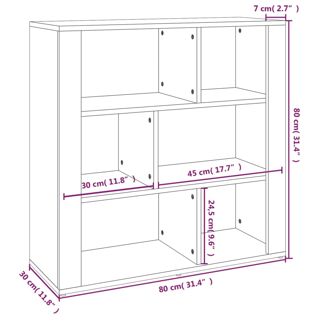 Sideboard Betongrau 80x30x80 cm Holzwerkstoff