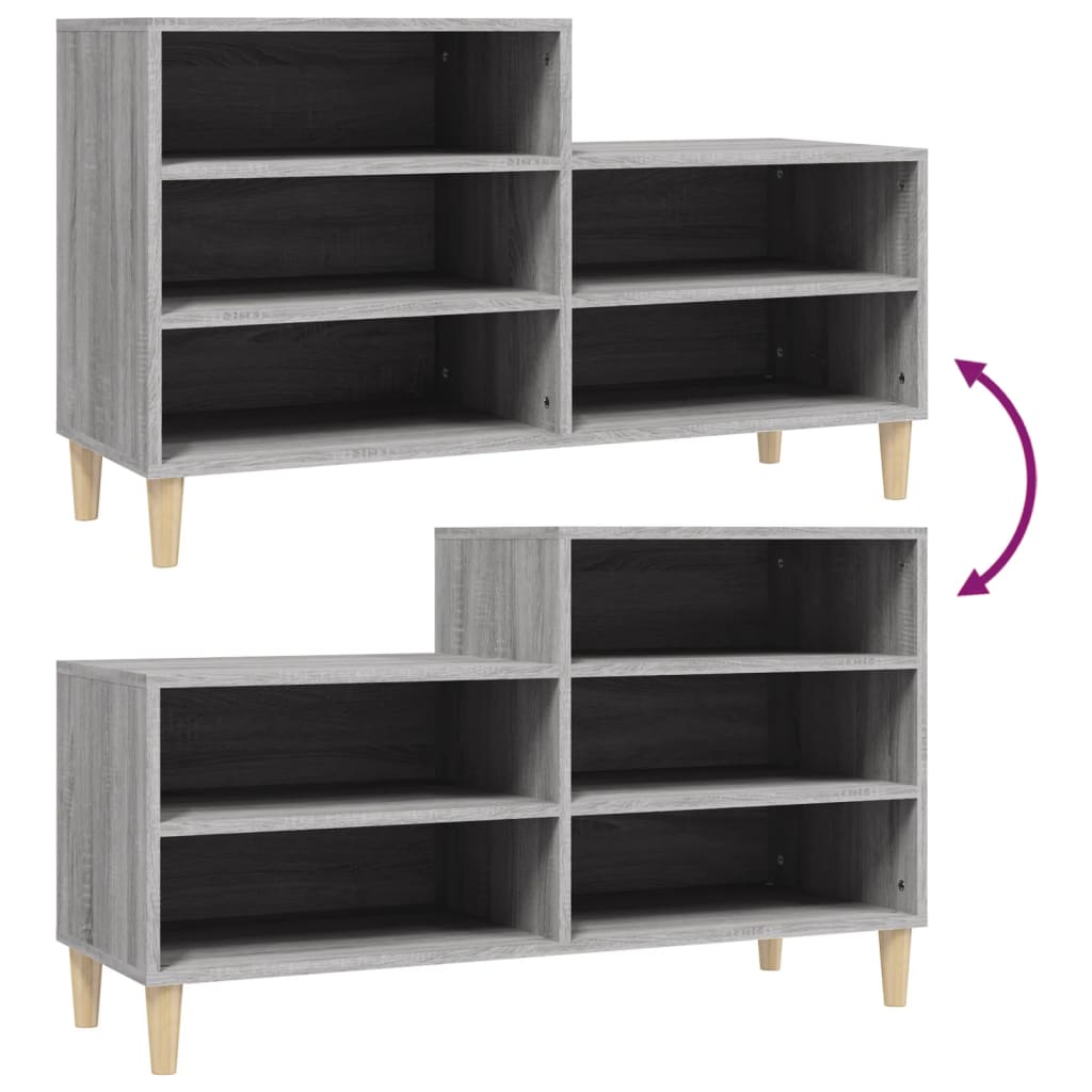 Schuhregal Grau Sonoma 102x36x60 cm Holzwerkstoff