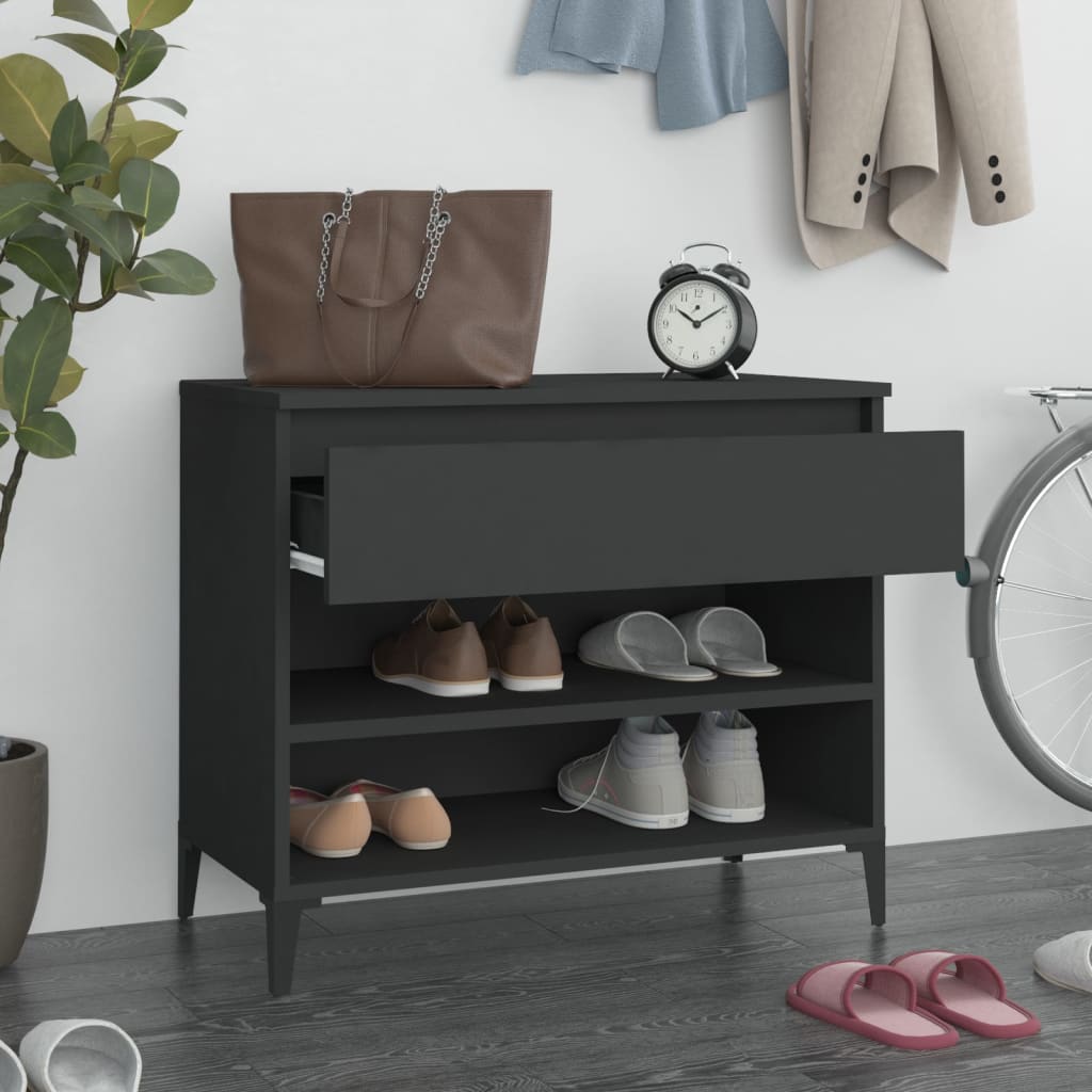 Schuhregal Schwarz 70x36x60 cm Holzwerkstoff