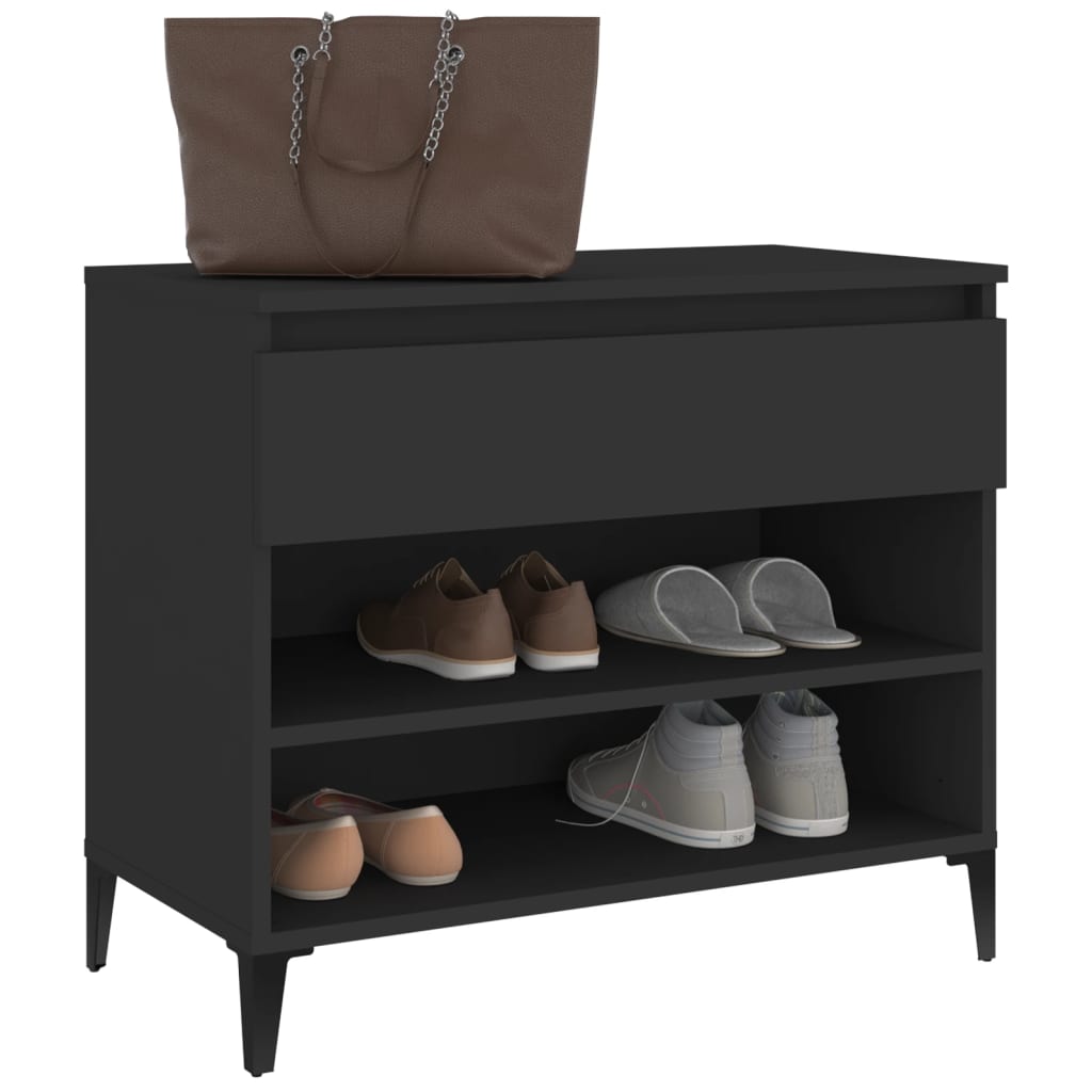 Schuhregal Schwarz 70x36x60 cm Holzwerkstoff
