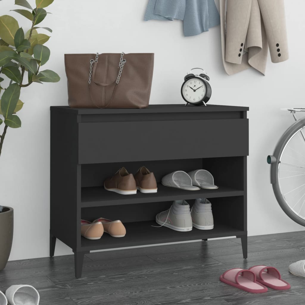 Schuhregal Schwarz 70x36x60 cm Holzwerkstoff