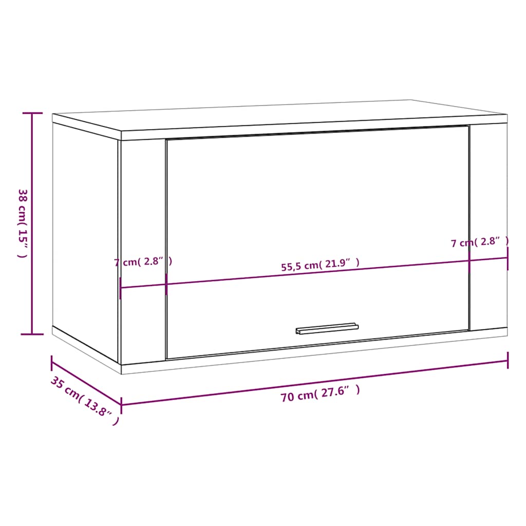 Wand-Schuhschrank Schwarz 70x35x38 cm Holzwerkstoff