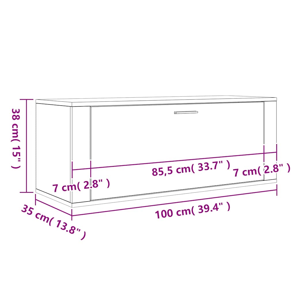 Wand-Schuhschrank Schwarz 100x35x38 cm Holzwerkstoff