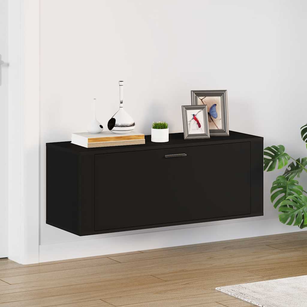 Wand-Schuhschrank Schwarz 100x35x38 cm Holzwerkstoff