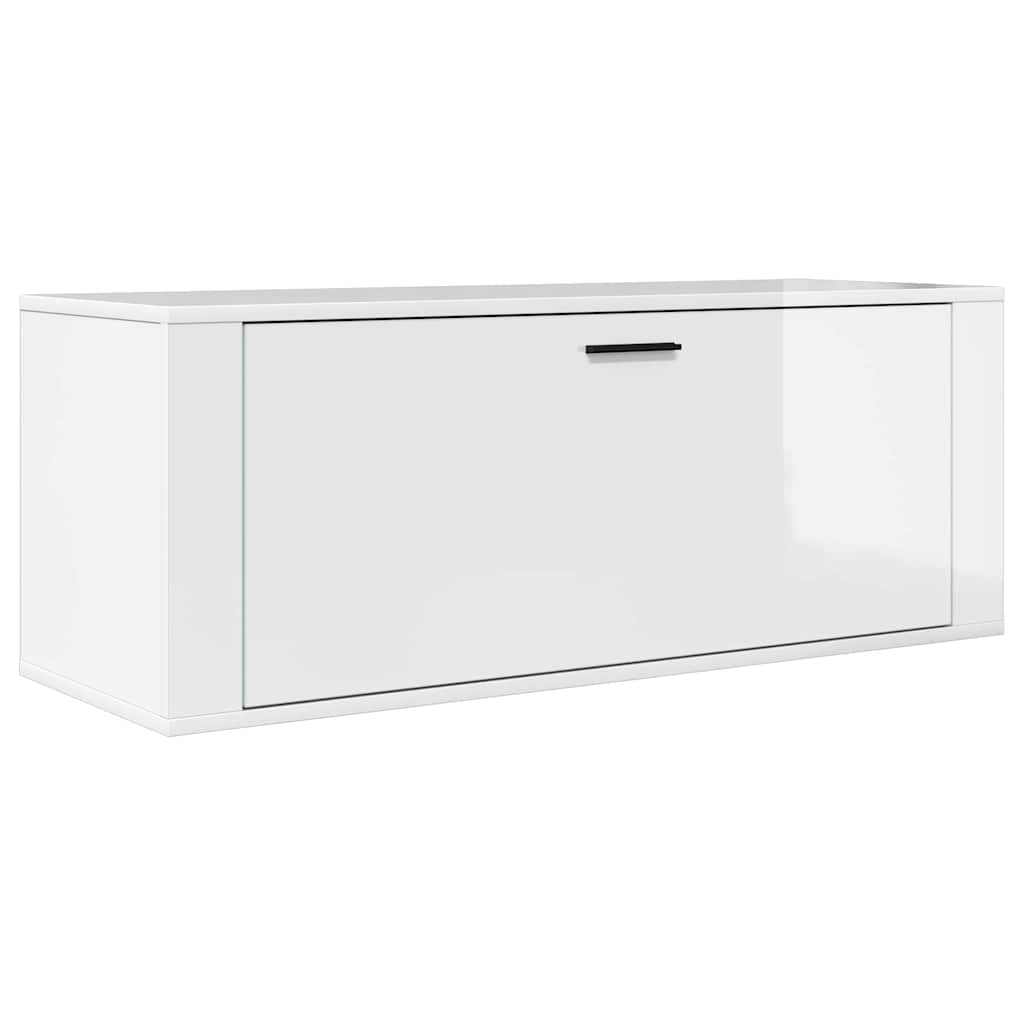 Wand-Schuhschrank Hochglanz-Weiß 100x35x38 cm Holzwerkstoff