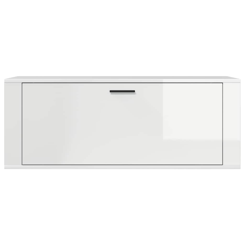 Wand-Schuhschrank Hochglanz-Weiß 100x35x38 cm Holzwerkstoff