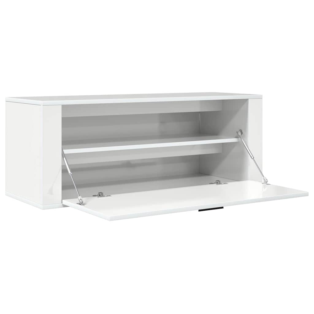 Wand-Schuhschrank Hochglanz-Weiß 100x35x38 cm Holzwerkstoff