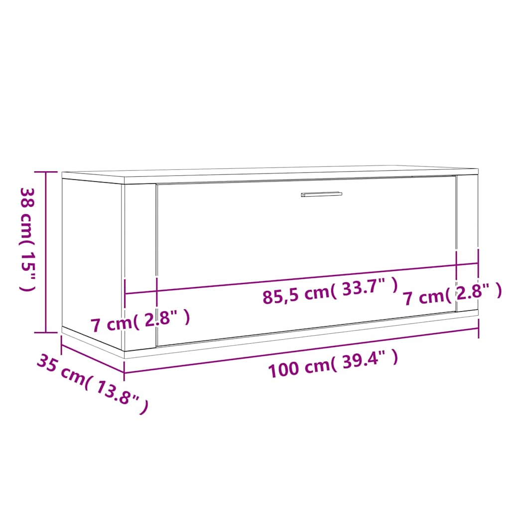 Wand-Schuhschrank Hochglanz-Weiß 100x35x38 cm Holzwerkstoff