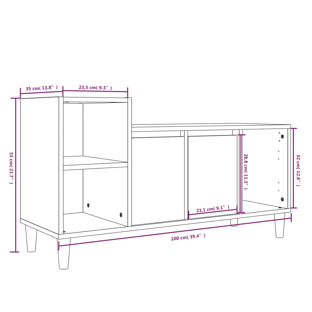 TV-Schrank Schwarz 100x35x55 cm Holzwerkstoff