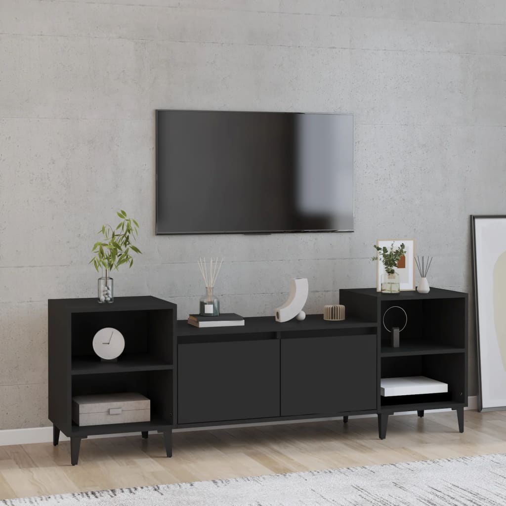 TV-Schrank Schwarz 160x35x55 cm Holzwerkstoff