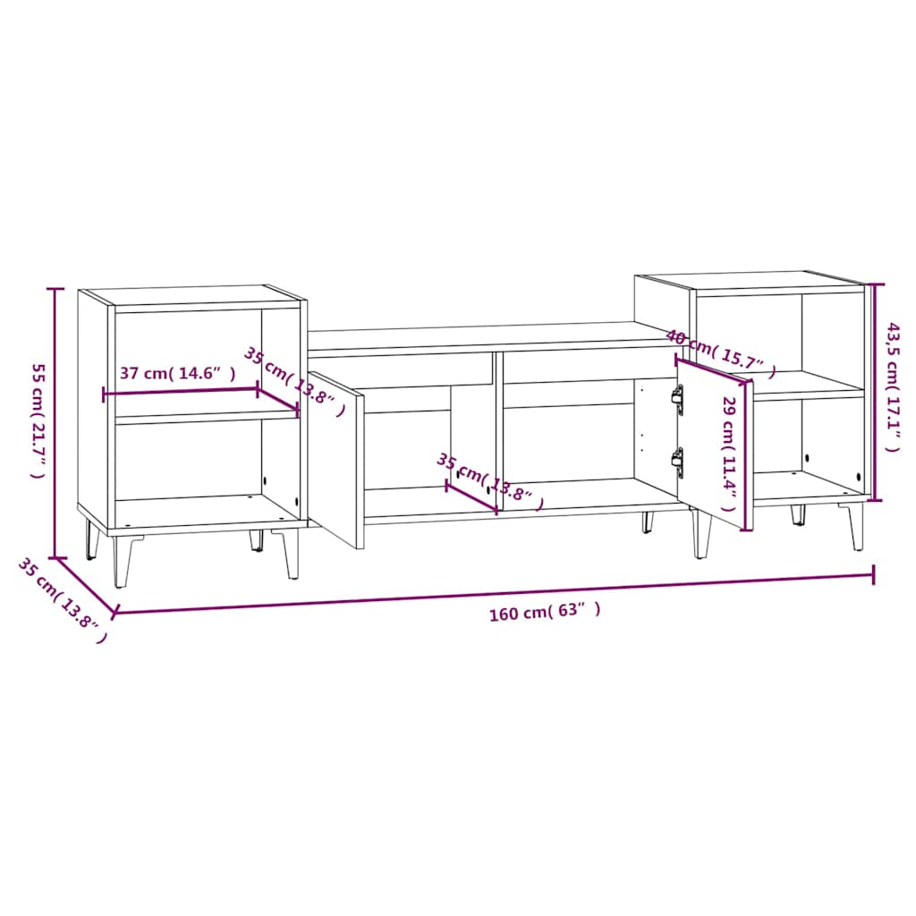 TV-Schrank Hochglanz-Weiß 160x35x55 cm Holzwerkstoff