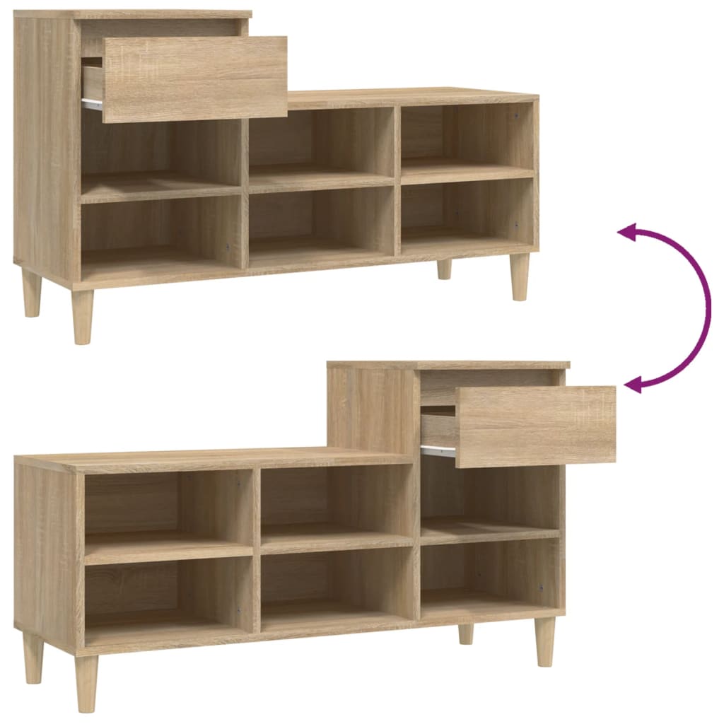 Schuhregal Sonoma-Eiche 102x36x60 cm Holzwerkstoff