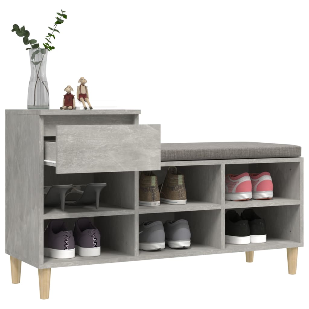 Schuhregal Betongrau 102x36x60 cm Holzwerkstoff