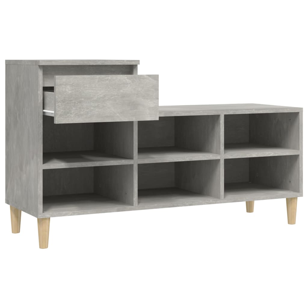 Schuhregal Betongrau 102x36x60 cm Holzwerkstoff