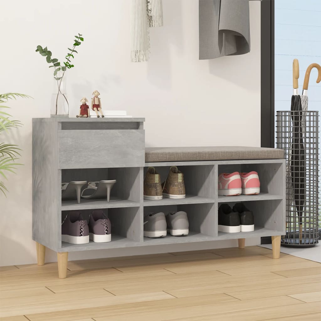 Schuhregal Betongrau 102x36x60 cm Holzwerkstoff