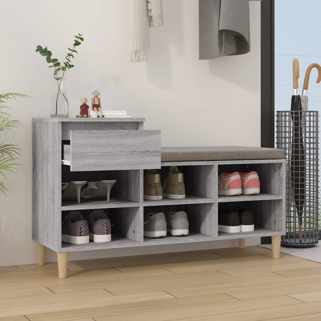 Schuhregal Grau Sonoma 102x36x60 cm Holzwerkstoff