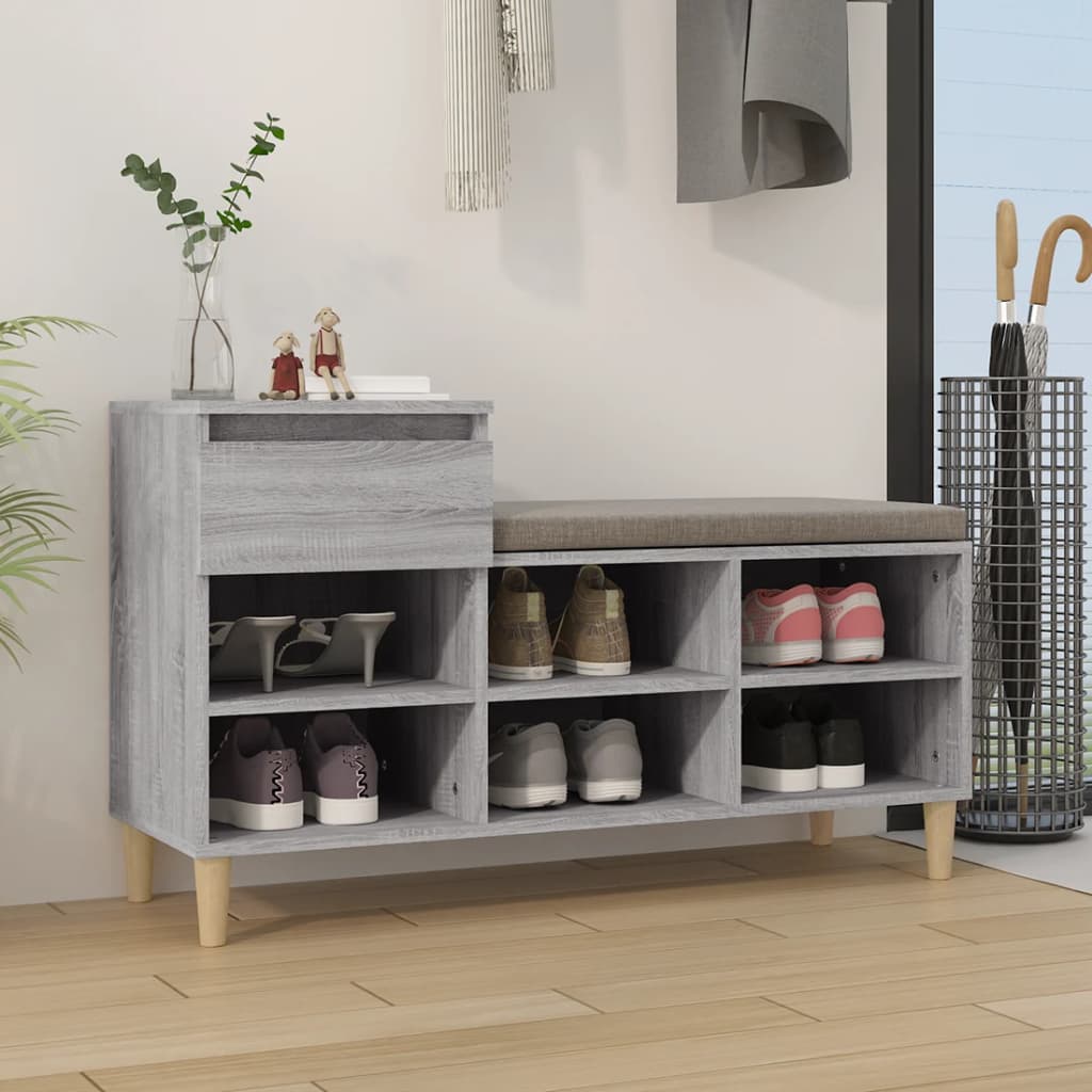 Schuhregal Grau Sonoma 102x36x60 cm Holzwerkstoff