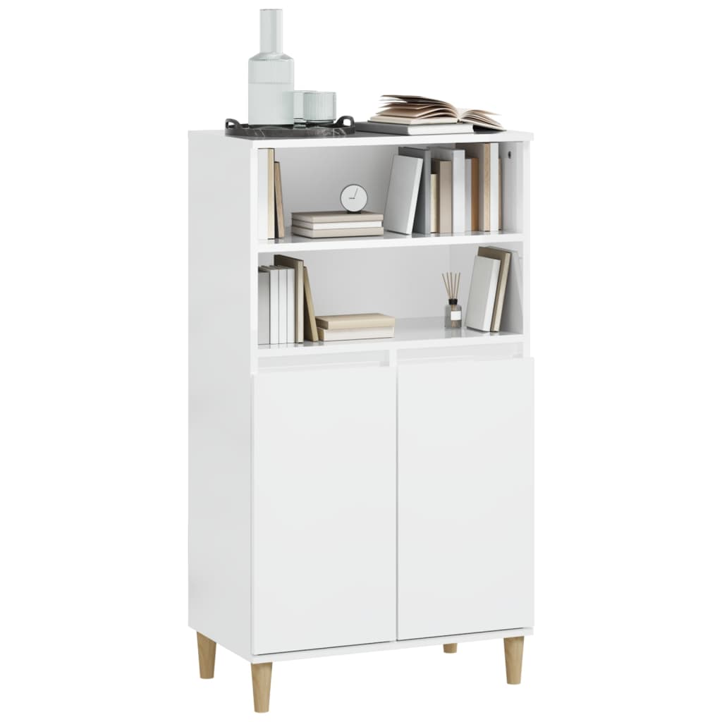 Highboard Hochglanz-Weiß 60x36x110 cm Holzwerkstoff