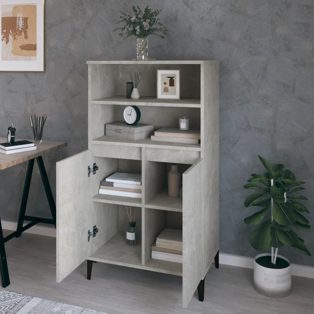 Highboard Betongrau 60x36x110 cm Holzwerkstoff