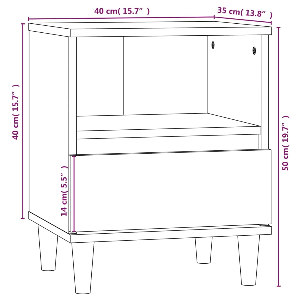 Nachttische 2 Stk. Grau Sonoma 40x35x50 cm