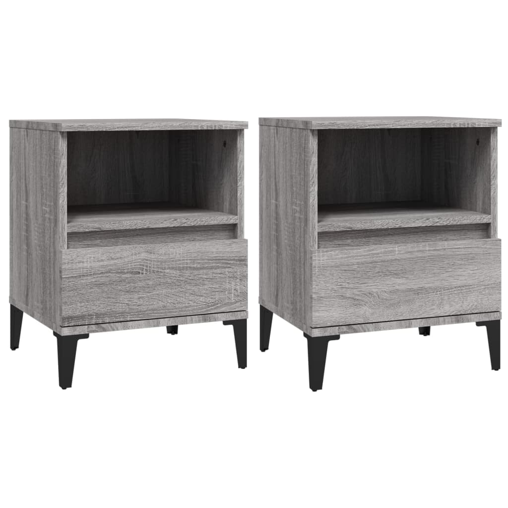 Nachttische 2 Stk. Grau Sonoma 40x35x50 cm