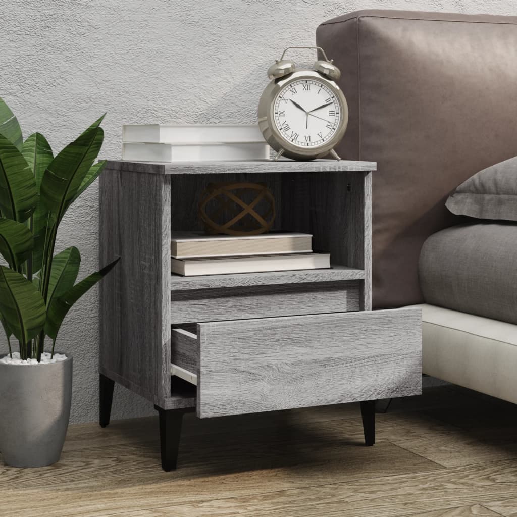 Nachttische 2 Stk. Grau Sonoma 40x35x50 cm
