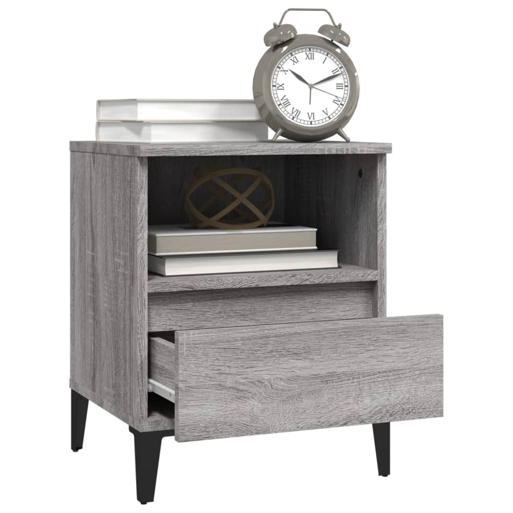 Nachttische 2 Stk. Grau Sonoma 40x35x50 cm