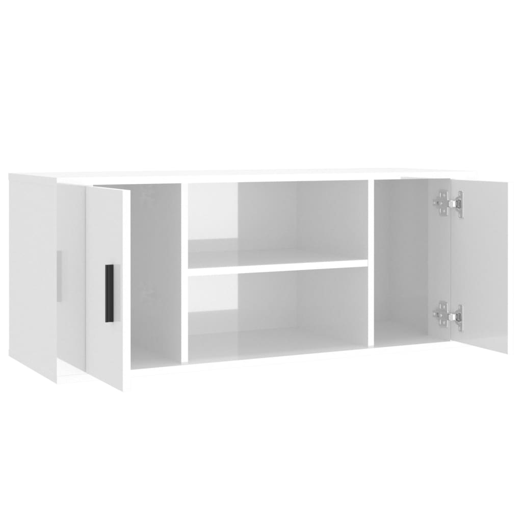 TV-Schrank Hochglanz-Weiß 100x35x40 cm Holzwerkstoff