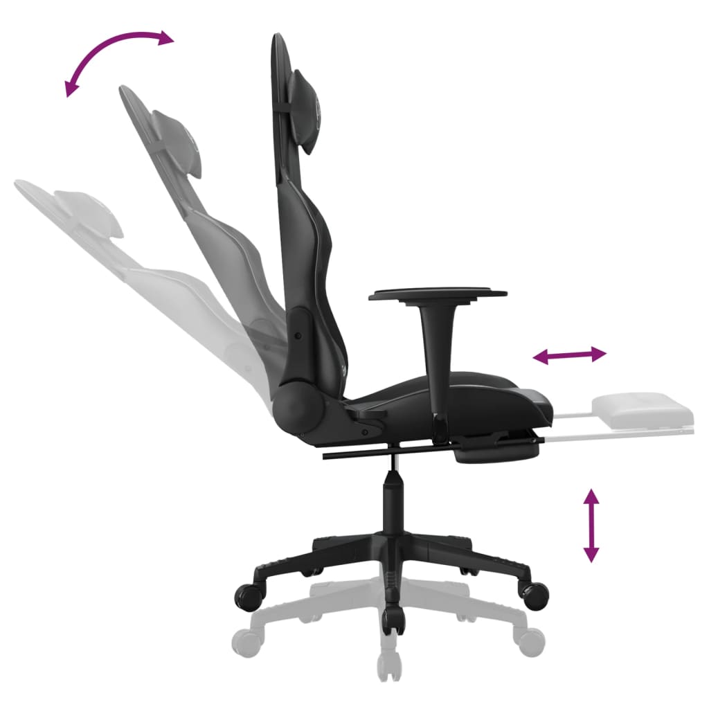 Gaming-Stuhl mit Fußstütze Schwarz Kunstleder