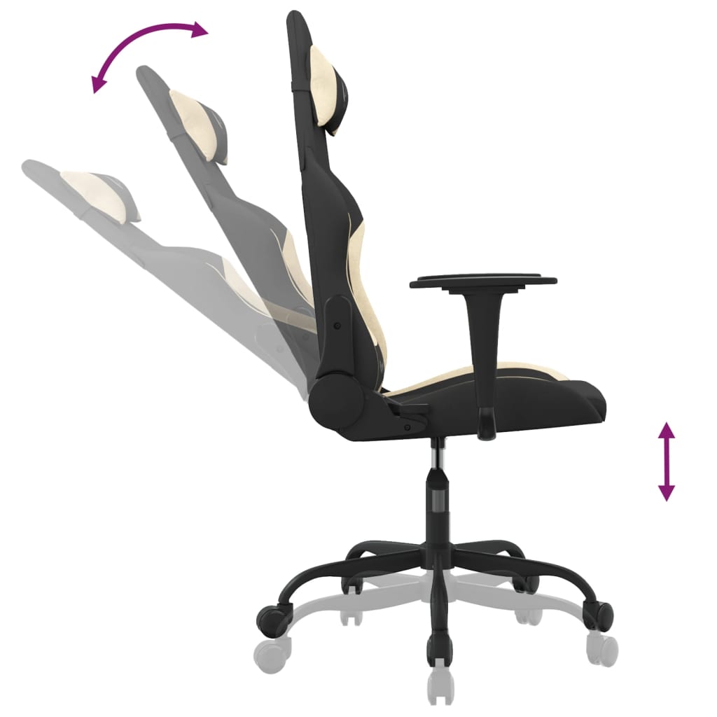 Gaming-Stuhl Schwarz und Creme Stoff