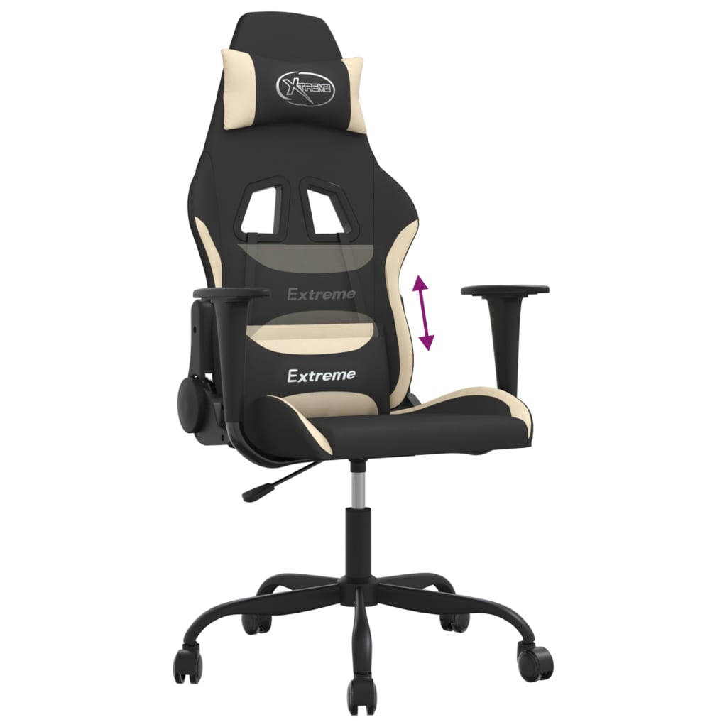 Gaming-Stuhl Schwarz und Creme Stoff