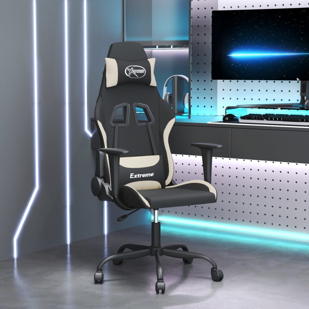 Gaming-Stuhl Schwarz und Creme Stoff