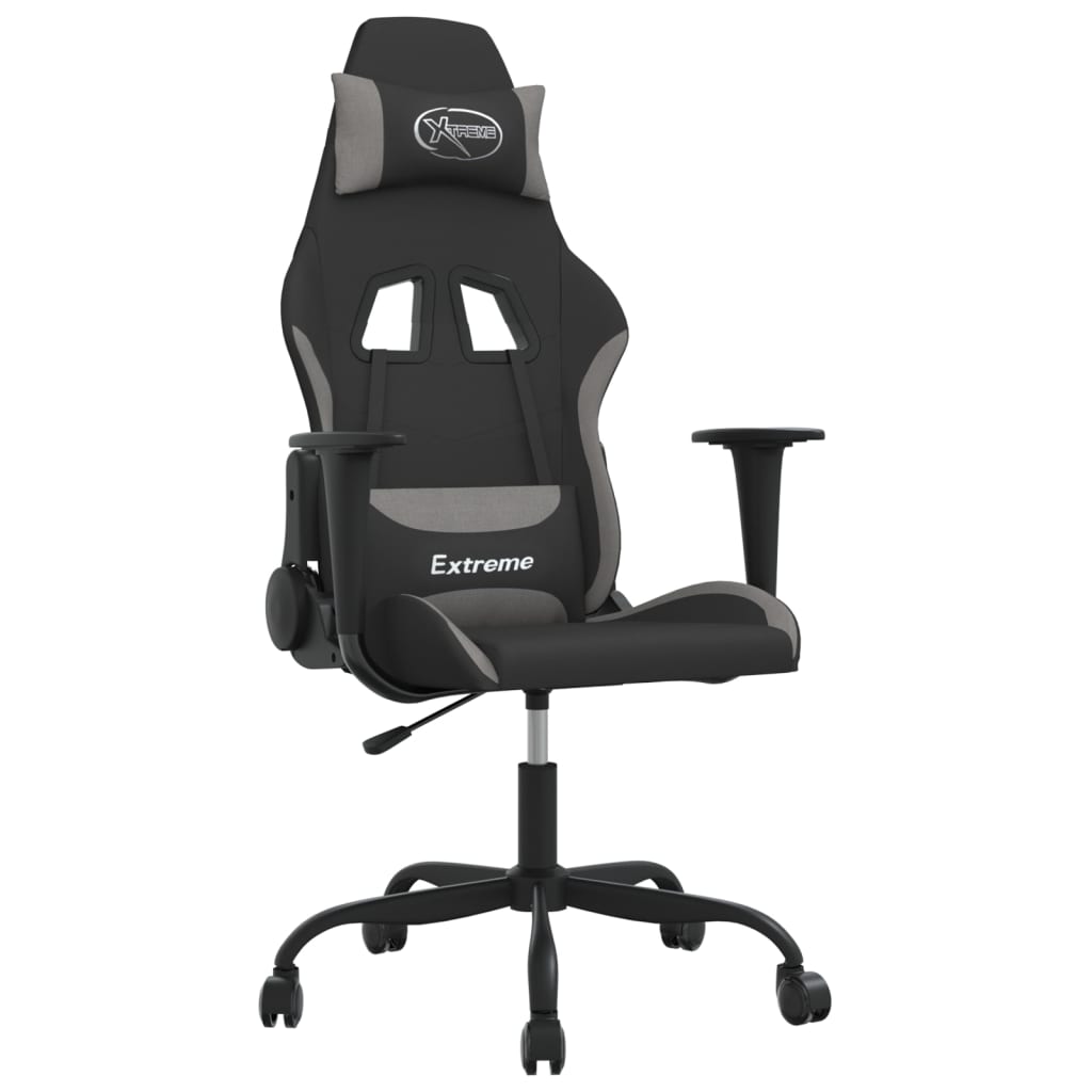 Gaming-Stuhl Schwarz und Hellgrau Stoff