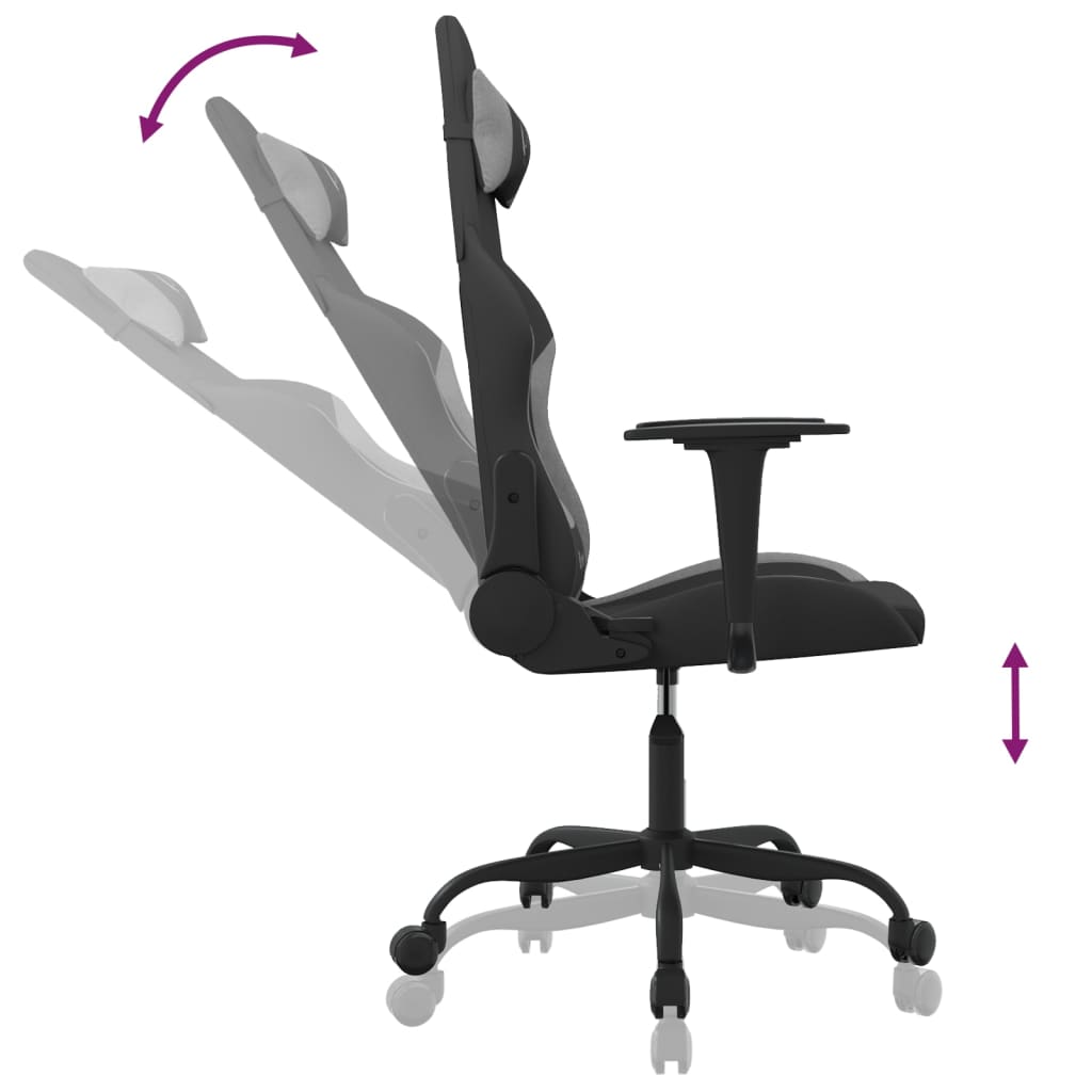 Gaming-Stuhl Schwarz und Hellgrau Stoff