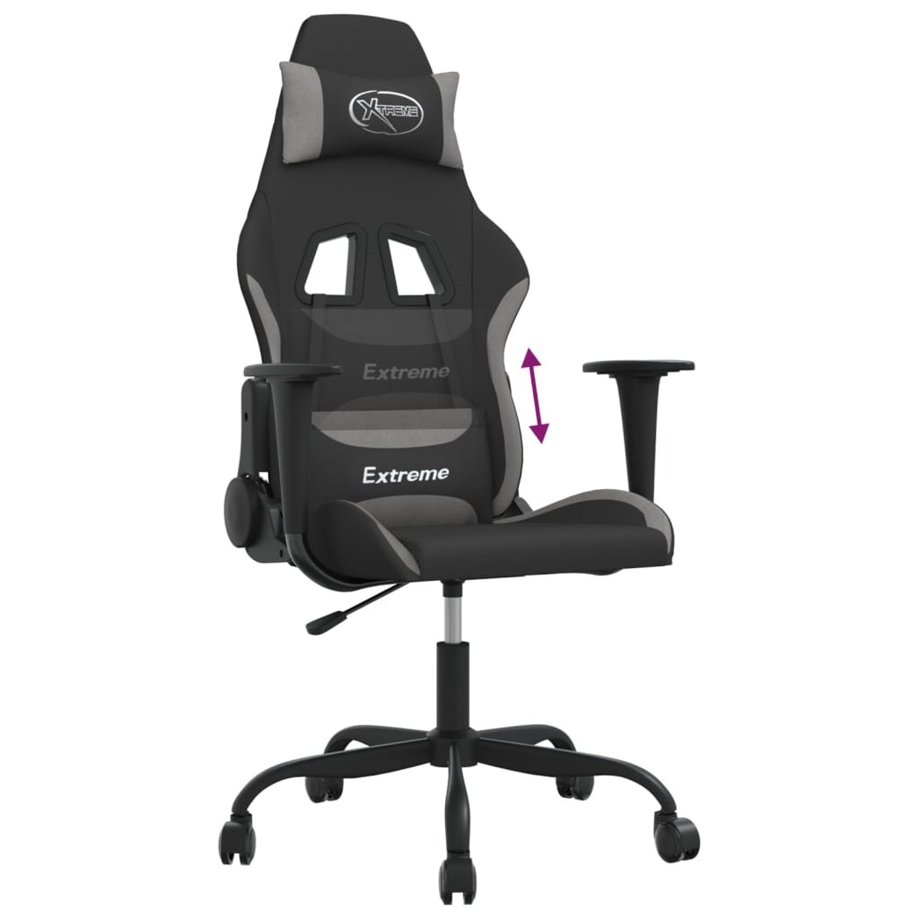 Gaming-Stuhl Schwarz und Hellgrau Stoff