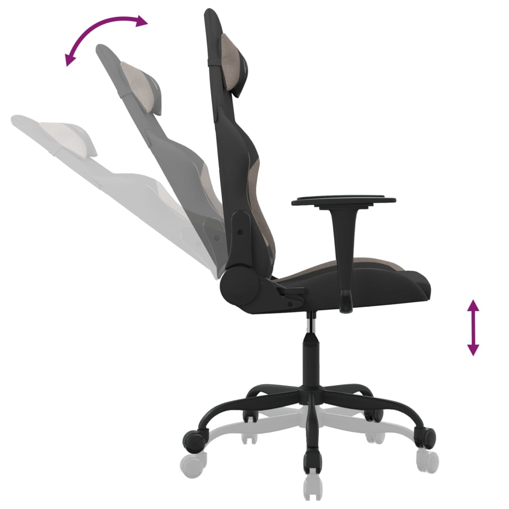 Gaming-Stuhl Schwarz und Taupe Stoff