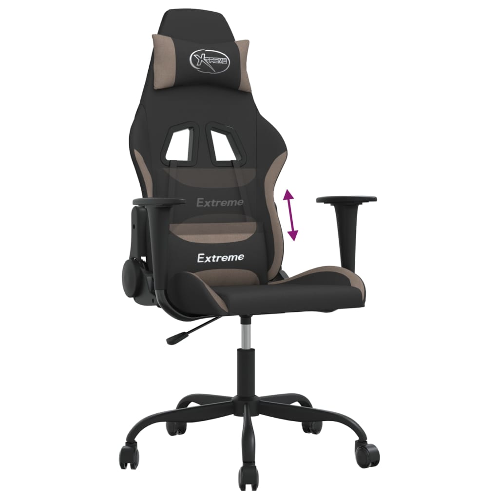 Gaming-Stuhl Schwarz und Taupe Stoff