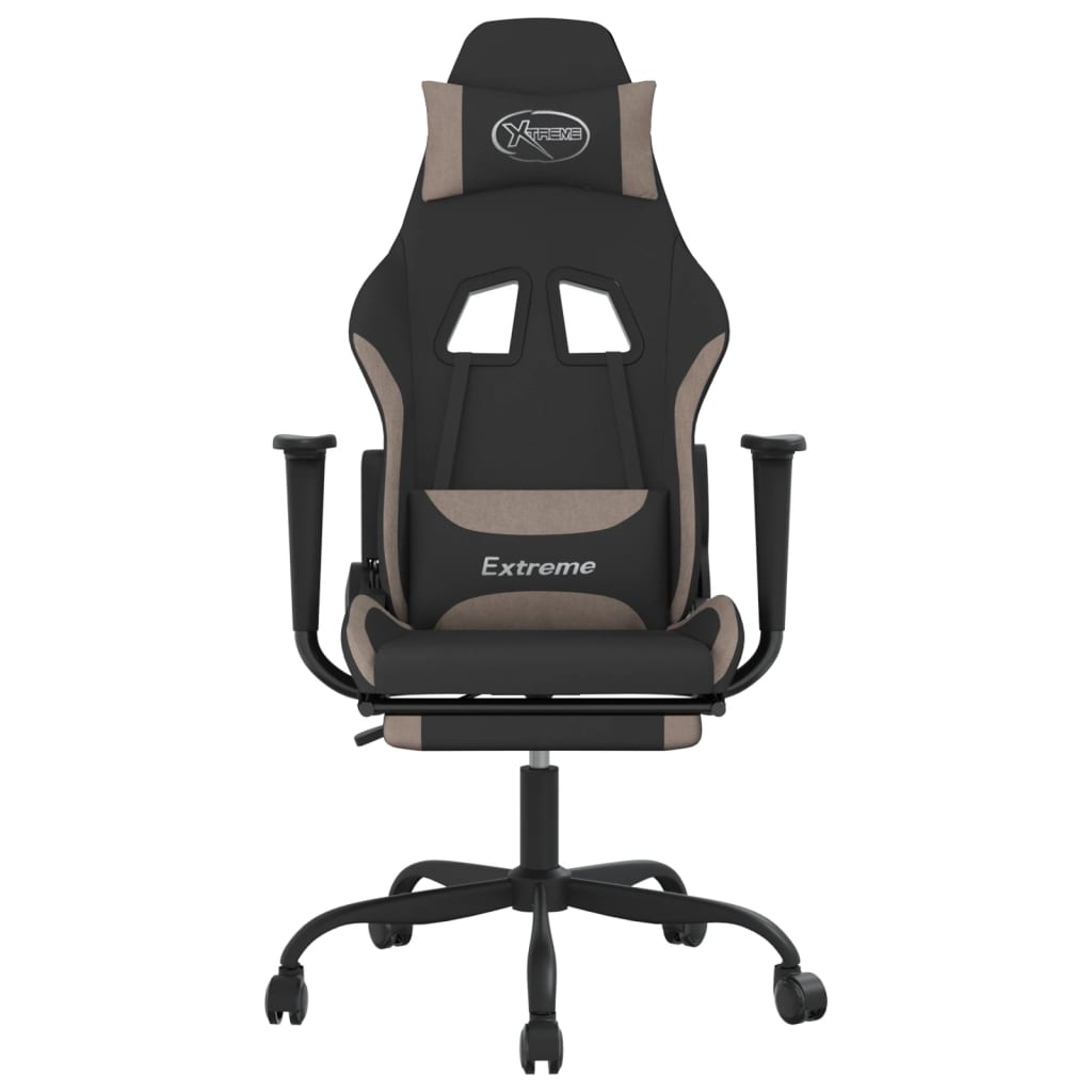 Gaming-Stuhl mit Fußstütze Schwarz und Taupe Stoff